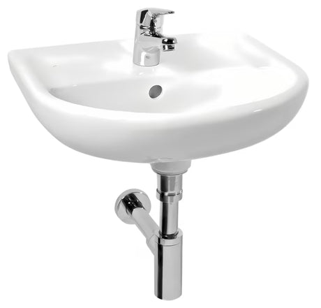 Bijeli viseći umivaonik Jika Lyra Plus 65 x 52 cm s preljevom i otvorom pro za slavinu