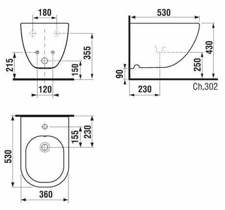 Viseći bide Jika Mio-N u bijeloj boji s otvorom pro za slavinu i unutarnjim dovodom