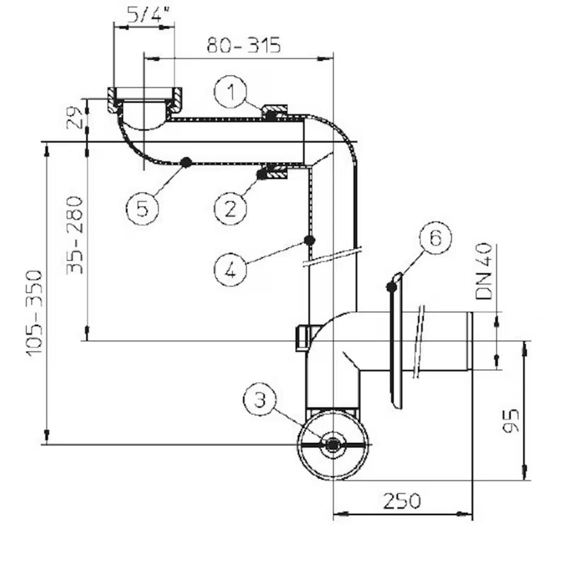 Jika Mio prostor štedljivi sifon za umivaonik pro namještaj i za osobe s invaliditetom umivaonici