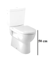 Bijela WC školjke WC školjka kombi Jika Mio s dubokim ispiranjem i odvodom Vario, bez vodokotlića i wc daske.