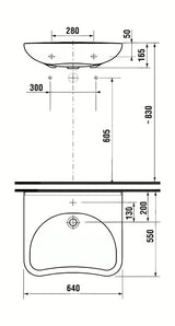 Jika Mio bez barijera viseće keramički umivaonik, bijeli, s otvorom za pro slavinu u sredini, bez preljeva