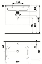 Viseće keramički umivaonik Jika Mio-N 60x45 cm u bijeloj boji s otvorom pro za slavinu u sredini