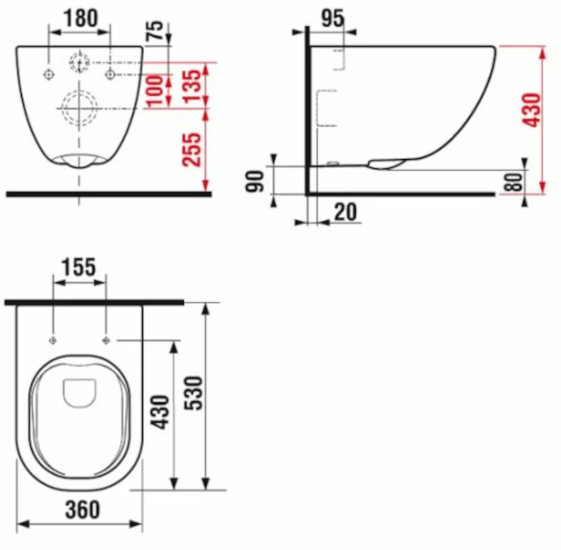 Bijeli viseća WC školjka Jika Mio s Rimless izvedbom bez sustava za ispiranje i skrivenim pričvršćenjem.