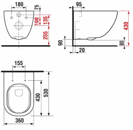 Bijeli viseća WC školjka Jika Mio s Rimless izvedbom bez sustava za ispiranje i skrivenim pričvršćenjem.