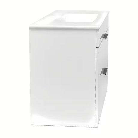 Bijeli viseća ormarić Jika Plan s keramičkim umivaonikom i ladicama s punim izvlačenjem