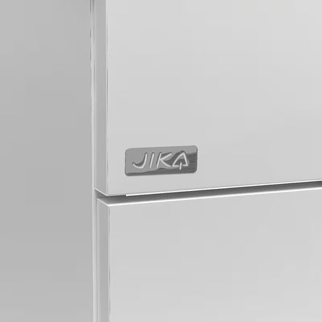 Bijeli viseća ormarić Jika Plan s keramičkim umivaonikom i ladicama s punim izvlačenjem