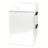 Bijeli viseća ormarić s keramičkim umivaonikom Jika Plan s ladicama s potpunim izvlačenjem