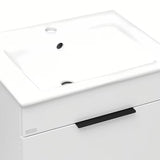 Bijeli viseća ormarić s keramičkim umivaonikom Jika Plan s ladicama s potpunim izvlačenjem