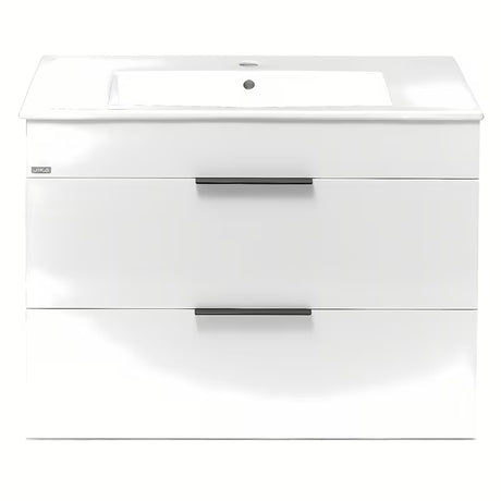 Viseća bijeli ormarić s keramičkim umivaonikom Jika Plan s ladicama i punim izvlačenjem