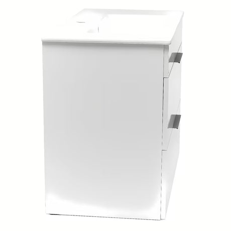 Viseća bijeli ormarić s keramičkim umivaonikom Jika Plan s ladicama i punim izvlačenjem