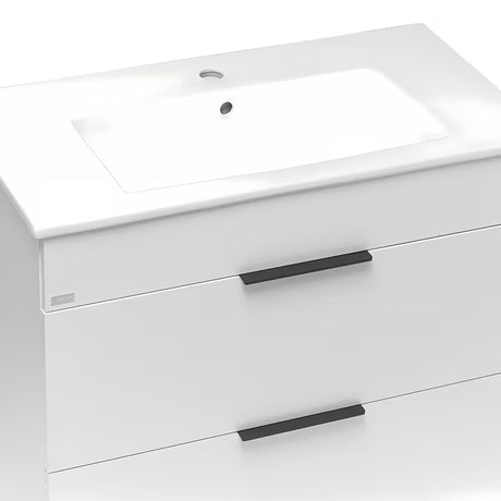 Viseća bijeli ormarić s keramičkim umivaonikom Jika Plan s ladicama i punim izvlačenjem