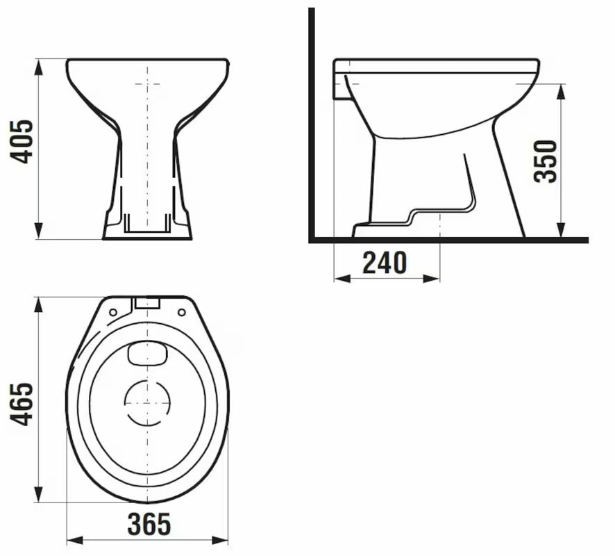 Stojeća WC Školjka Jika Sam u bijeloj boji s okomitim odvodom, bez vodokotlića