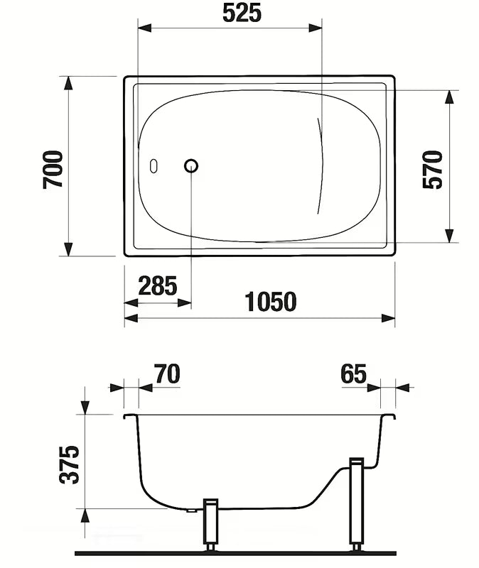 Pravokutna sjedeća kada Jika Siena 105x70 cm od emajliranog čelika pro za lijevu i desnu orijentaciju