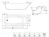 Pravokutna kada Jika Siena 170x70 cm od emajliranog čelika u univerzalnoj izvedbi lijevo i desno