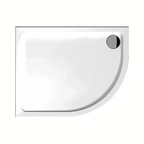 Asimetrična tuš kada Jika Tigo od lijevanog mramora u mat bijeloj boji, 100 x 80 cm