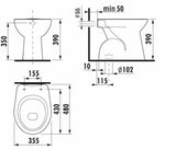 Stojeća WC Školjka Jika Zeta u bijeloj boji bez vodokotlića s dubokim ispiranjem