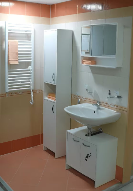 Bijela ormarić s ogledalom Jokey Lymo 58x49 cm sa zrcalnim vratima i unutarnjim policama