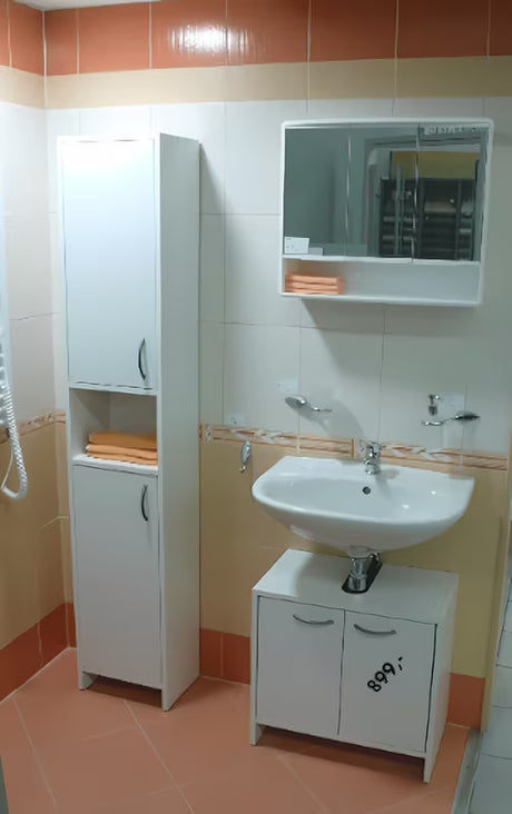 Bijela ormarić s ogledalom Jokey Lymo 58x49 cm sa zrcalnim vratima i unutarnjim policama