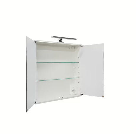 Bijeli ormarić s ogledalom Jokey Kandi 60 x 69 cm sa staklenim vratima i LED točkastom rasvjetom