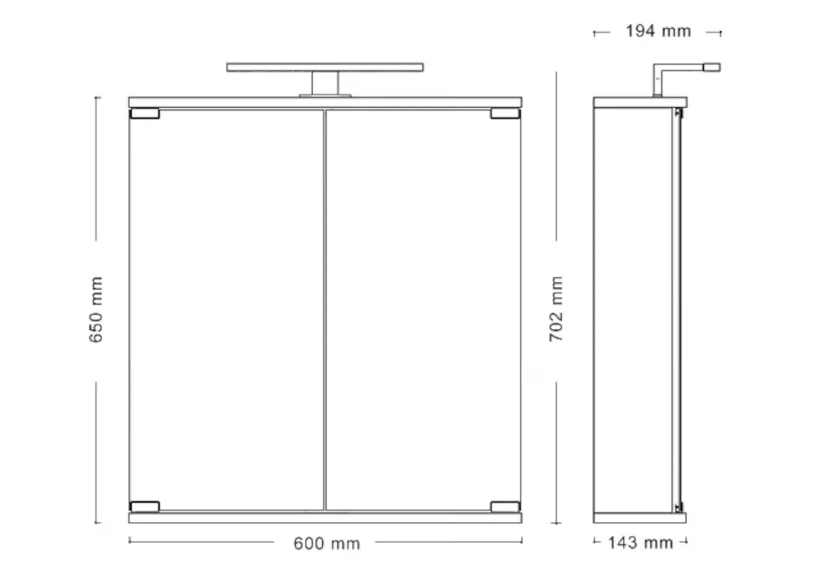 Bijeli ormarić s ogledalom Jokey Kandi 60 x 69 cm sa staklenim vratima i LED točkastom rasvjetom