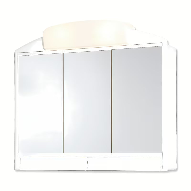 Bijeli ormarić s ogledalom Jokey Rano 59x51 cm s troja zrcalna vrata i rasvjetom