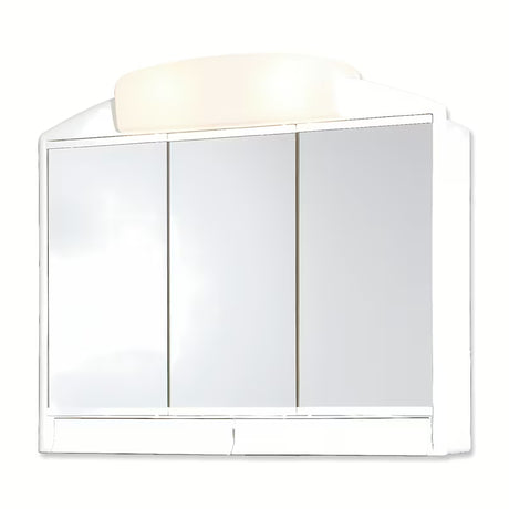 Bijeli ormarić s ogledalom Jokey Rano 59x51 cm s troja zrcalna vrata i rasvjetom