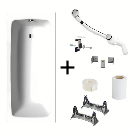 Pravokutna kada Kaldewei Cayono od emajliranog čelika s ravnim dnom, lijeva i desna orijentacija, 1700x750 mm.