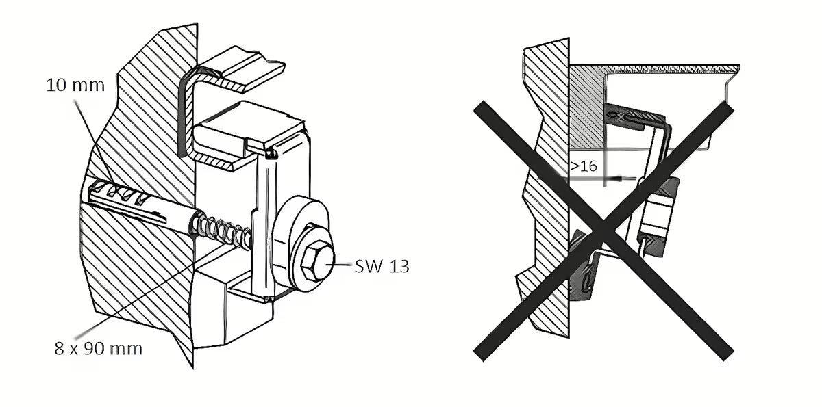Zvučno izolirana sidra za kadu Kaldewei, set od 2 komada
