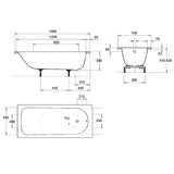 Bijela pravokutna kada Kaldewei Eurowa 140 x 70 cm od emajliranog čelika.