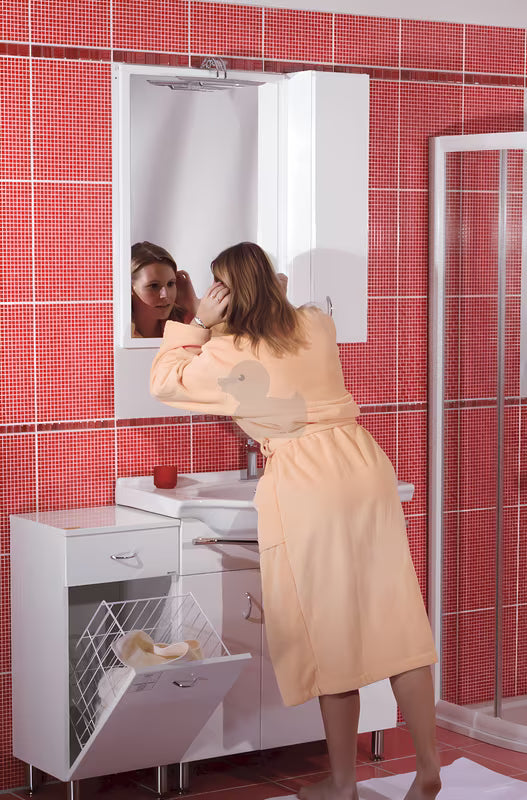 Bijela kupaonski ormarić Keramia Pro s uklonjivom žičanom košarom za rublje