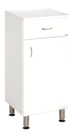 Bijelo lakirani kupaonski ormarić Keramia Pro s vratima i visinski podesivim nožicama.