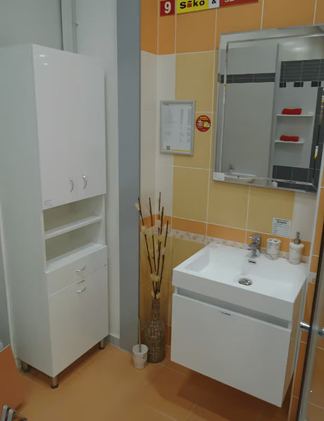 Keramia Pro bijela kupaonski ormarić visokog sjaja s uklonjivom košarom za rublje