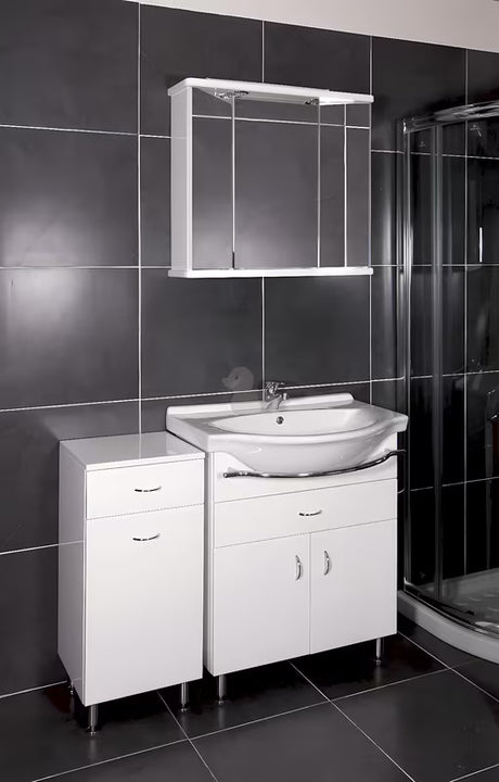 Keramia Pro kupaonski ormarić s keramičkim umivaonikom 70x56x85 cm u bijelom sjaju s nožicama