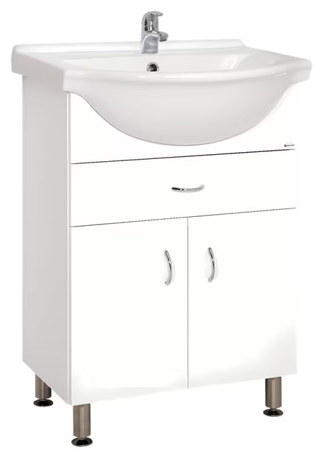 Bijela kupaonski ormarić Keramia Pro s umivaonikom, jednom ladicom i dvoja vrata