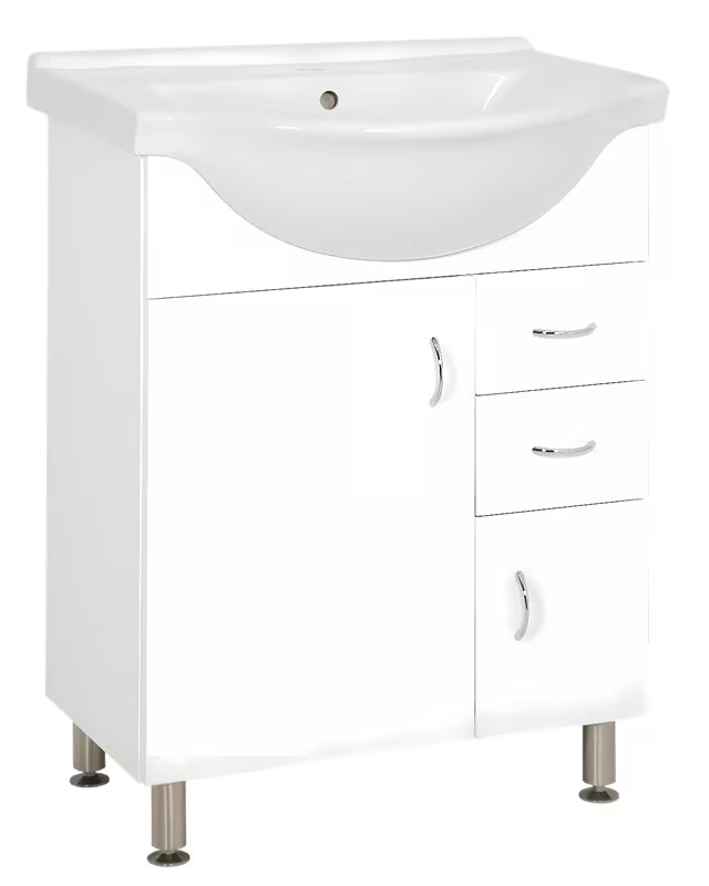 Bijela kupaonski ormarić Keramia Pro s keramičkim umivaonikom