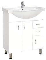 Bijela kupaonski ormarić s umivaonikom Keramia Pro neutralnog dizajna prikladnog za većinu kupaonica.