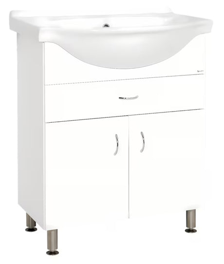 Keramia Pro kupaonski ormarić s keramičkim umivaonikom 70x56x85 cm u bijelom sjaju s nožicama