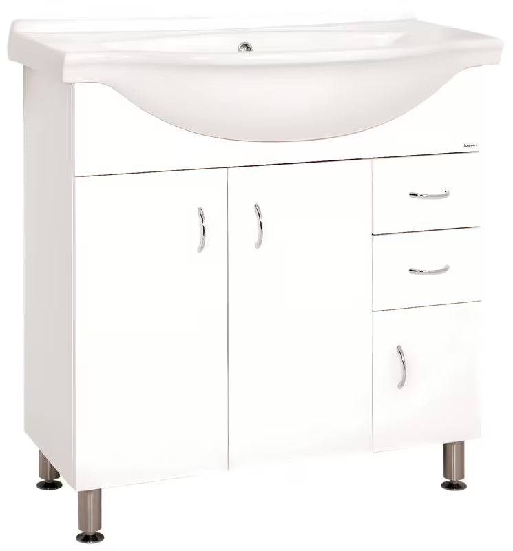 Bijela kupaonski ormarić Keramia Pro s keramičkim umivaonikom