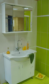 Bijela kupaonski ormarić Keramia Pro s keramičkim umivaonikom