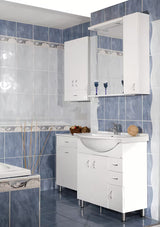 Bijela kupaonski ormarić Keramia Pro s keramičkim umivaonikom