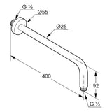 Nosač nadglavnog Tuša Kludi A-Qa u krom izvedbi, duljina 40 cm