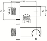 Podžbukni zidni izlaz za tuš crijevo Kludi Chrome pro s konusnom maticom, priključak G 1/2