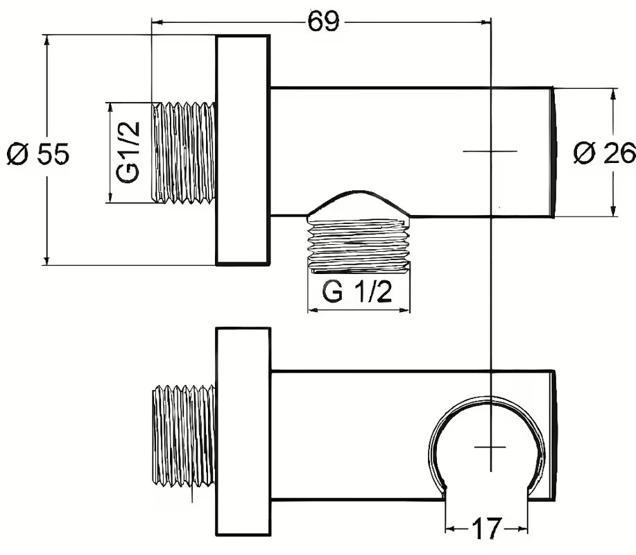 Podžbukni zidni izlaz za tuš crijevo Kludi Chrome pro s konusnom maticom, priključak G 1/2