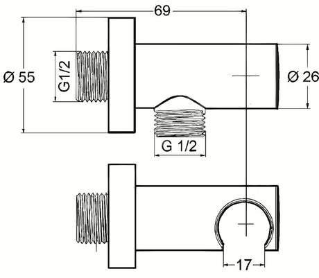 Podžbukni zidni izlaz za tuš crijevo Kludi Chrome pro s konusnom maticom, priključak G 1/2
