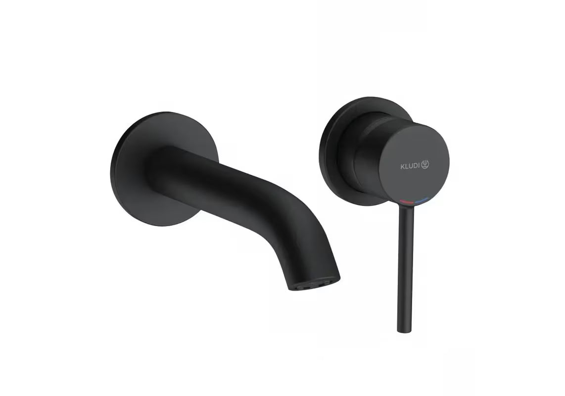 Crna mat podžbukna miješalica za umivaonik Kludi Bozz bez podžbuknog tijela