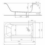 Akrilna pravokutna kada Kolo Rekord 140 x 70 cm s mogućnošću lijeve i desne orijentacije