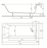 Pravokutna akrilna kada Kolo Rekord 170 x 70 cm s mogućnošću lijeve i desne izvedbe