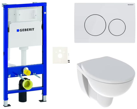 Viseći WC set Kolo Rekord s Rimfree školjkom, modulom Geberit Duofix i bijelom tipkom za ispiranje Delta