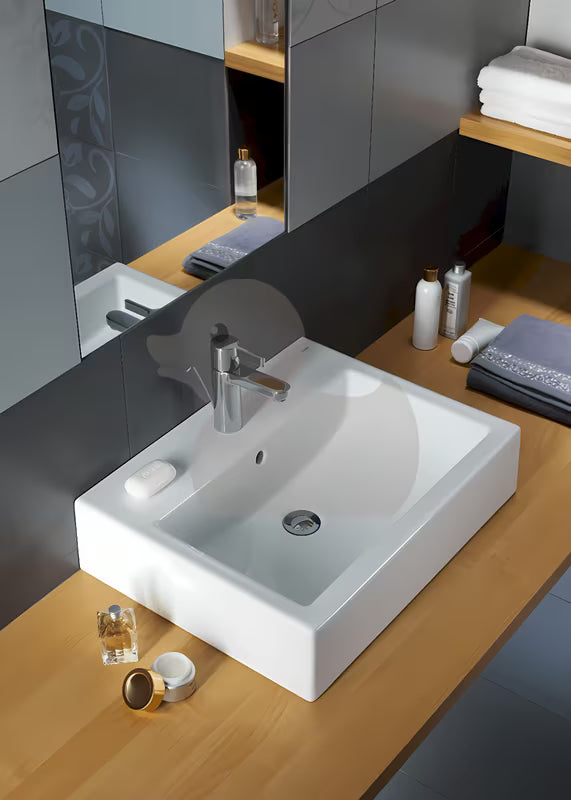 Bijeli kvadratni umivaonik Kolo Twins 60x46 cm sa središnjim otvorom za pro slavinu