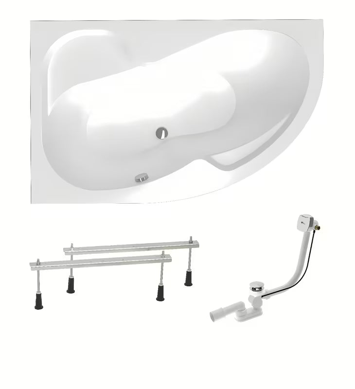 Laguna Fortuna Plus asimetrična kada lijeva 160 x 100 cm od akrila s nogicama i sifonom